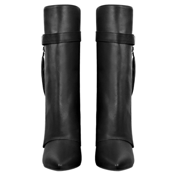 Fold over black tall wedge heel tassels slip on zipper detail NWT size 9 vegan - Picture 5 of 12